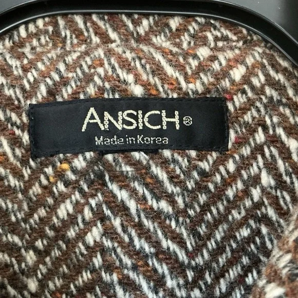 Vintage Ansich Women's 8-10? Brown Tweed Coat Korea Old Money Classic Preppy Y2K - Picture 8 of 10